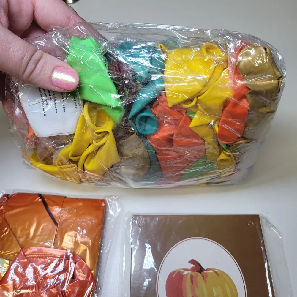 Fall‎ Thanksgiving Decor Balloons Mixed Banner Party Supplies Kit Orange Gold